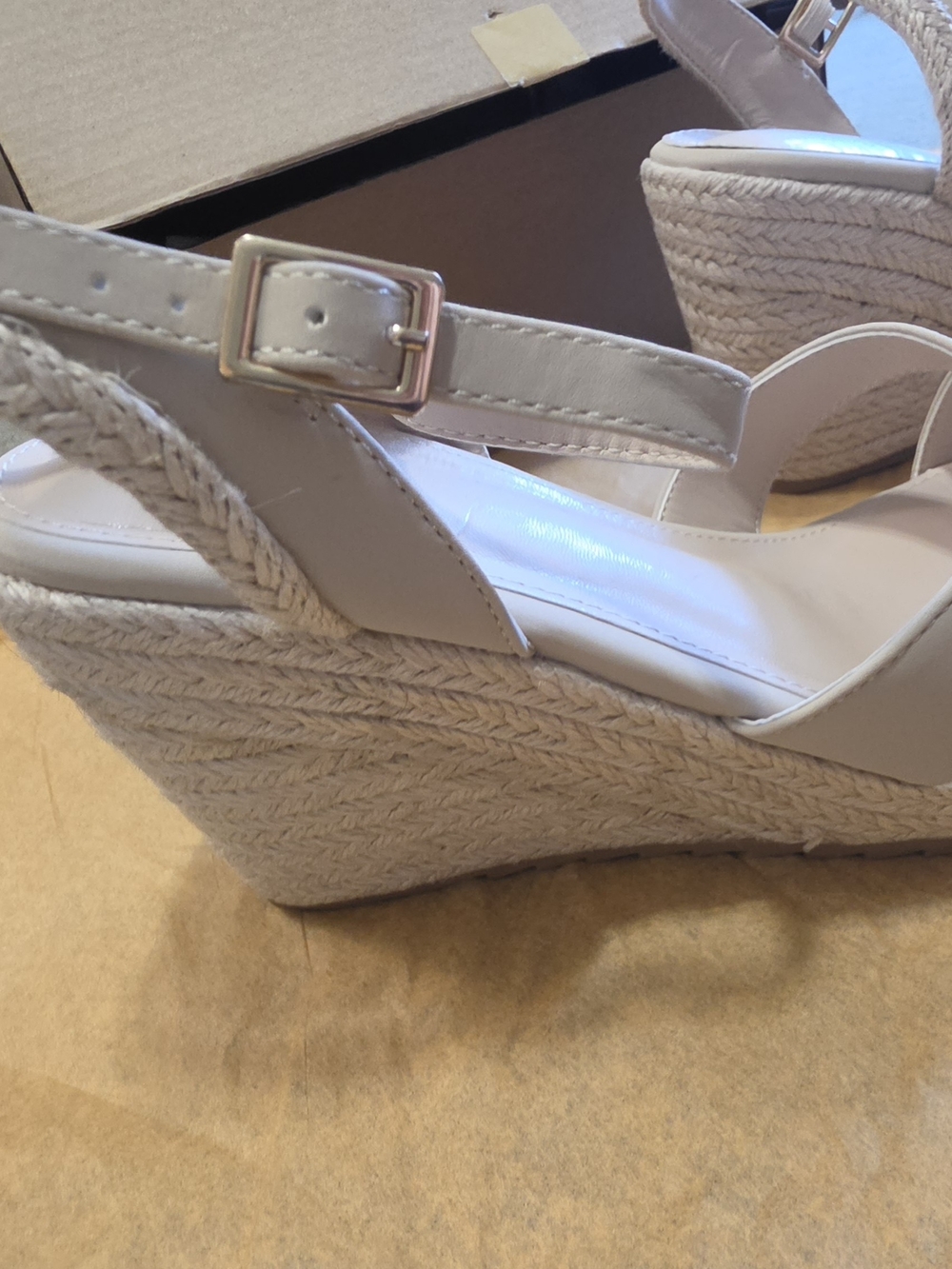 Women's Neutral Espadrille Wedge Sandals - Beige